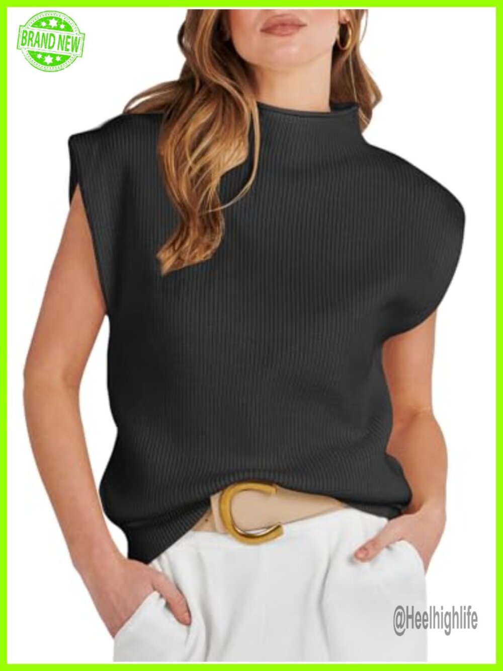 Mock Neck Sweater Vest Work Fall Sleeveless Knit Top